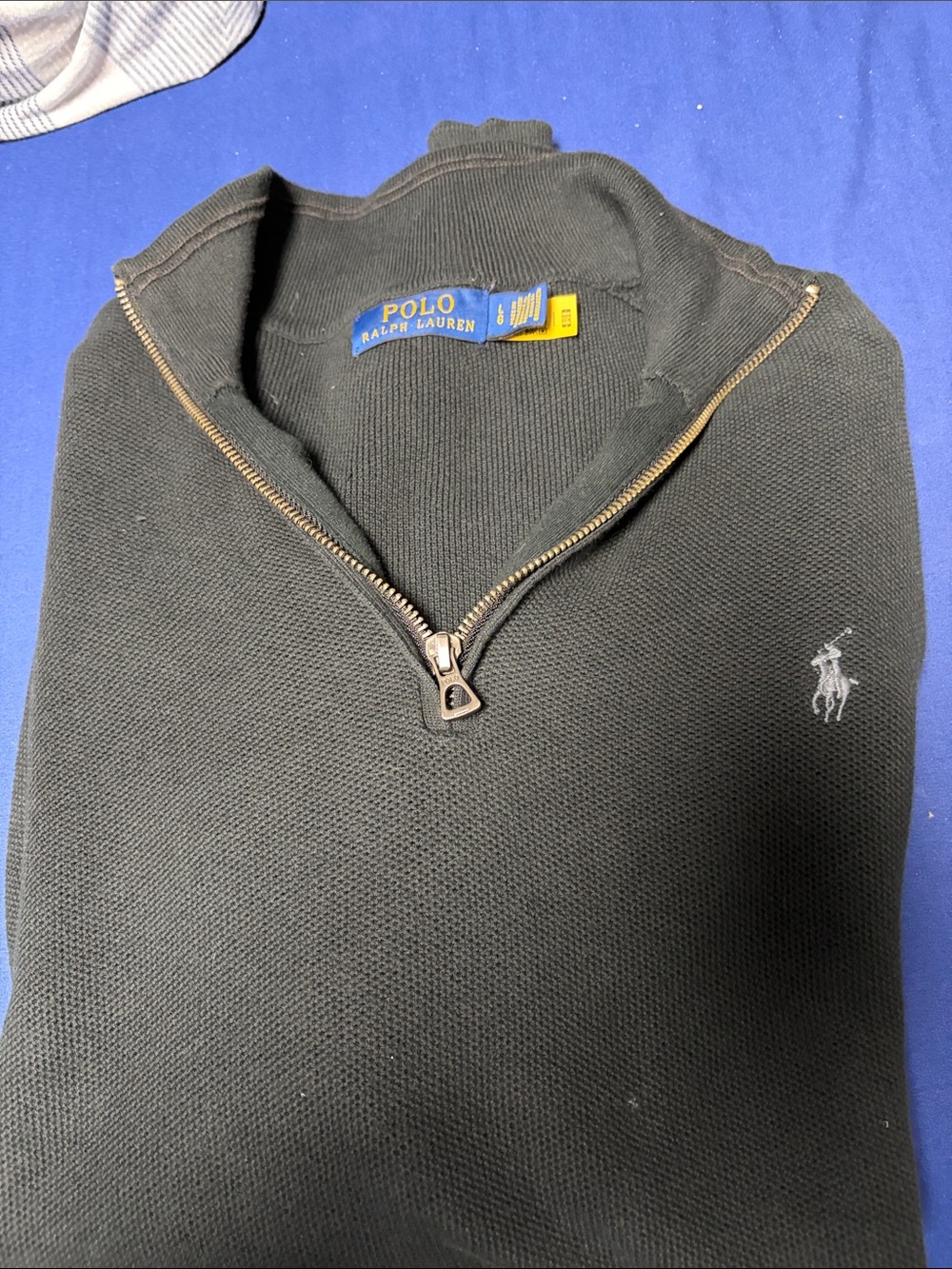 Polo by Ralph Lauren Men's Black Quarter-Zip Sweater with Embroidered Pony